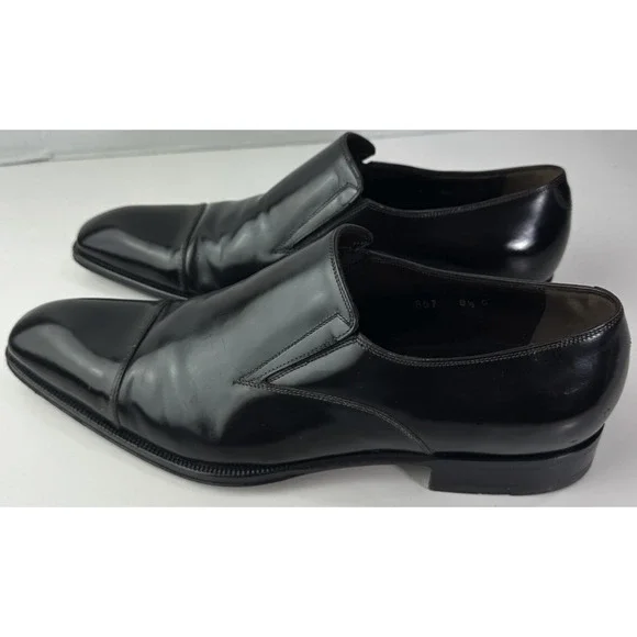 Caporicci Made in Italy Black Leather Cap-Toe Slip-On Dress Shoes Men’s 8.5 G - Picture 14 of 16